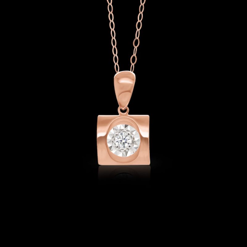 Kalung berlian model solitaire rangka rosegold
