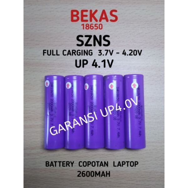 BATERAI 18650 BEKAS COPOTAN LAPTOP / BATERAI BEKAS MURAH BERKUALITAS ORIGINAL /  SZNS 2600 MAH