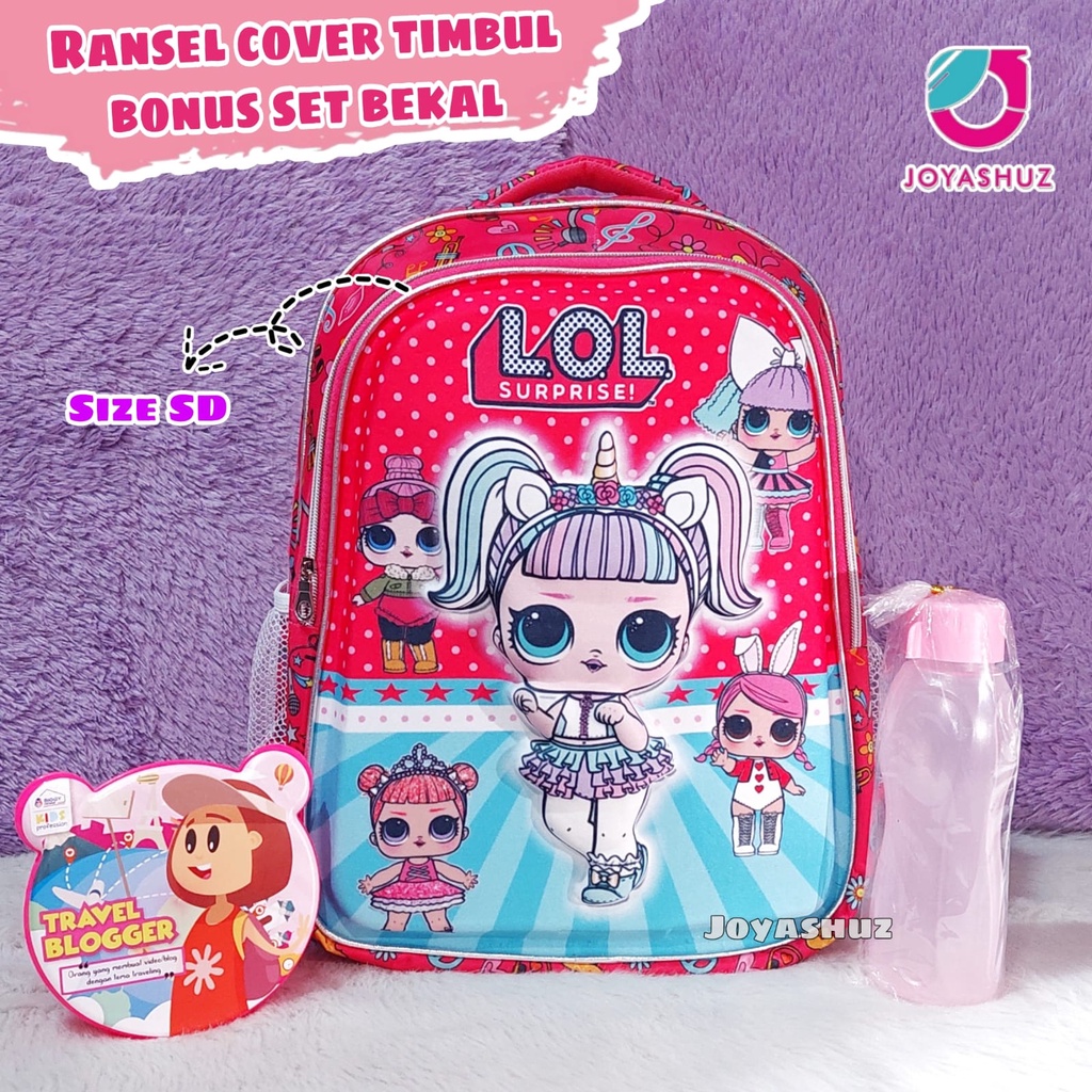 Tas Anak Lol 3D Berbonus - Ransel Lol 3D Anak SD - Tas Sekolah Anak SD  3D Karakter - Tas Anak Perempuan SD Gratis Botol Dan Misting-Tas Sekolah Anak Perempuan Karakter Lucu - Joyashuz