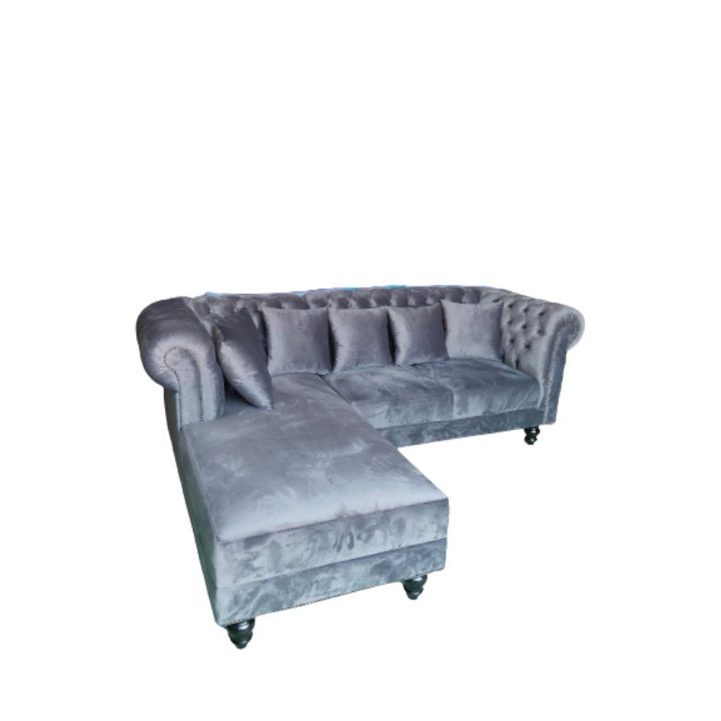 Sofa Leter L Super Mewah Chester Field