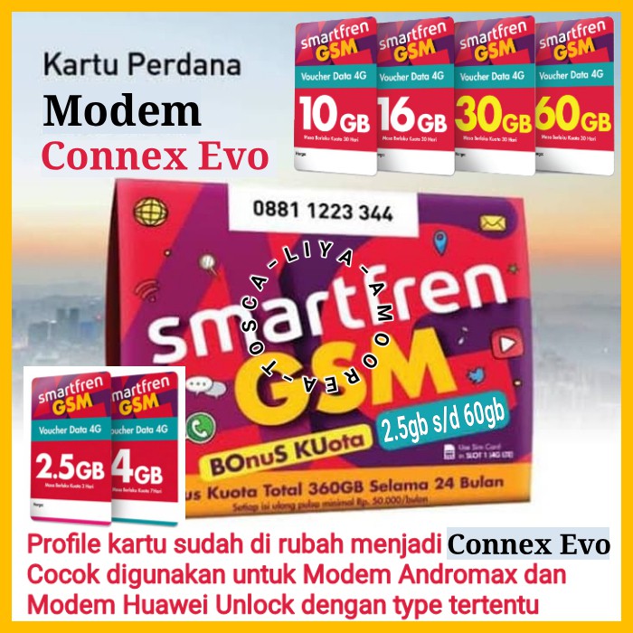 Promo Kartu Smartfren 4G CONNEX EVO Perdana Khusus Modem Andromax dan Huawei - EVO 2.5GB Diskon