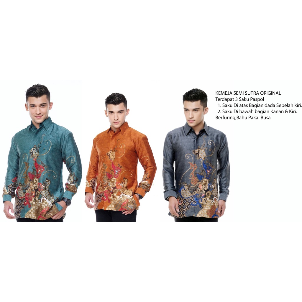 Kemeja Batik Semi Sutra Pria | Hem Batik Semi Sutra Pria | Kemeja Batik | SS0036