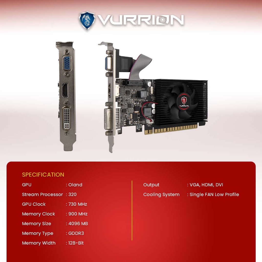 VGA AGS VURRION AMD RADEON R7 240 LP 4GB DDR3 128bit REAL CAPACITY