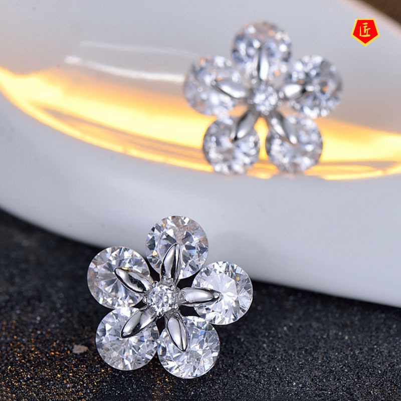 [Ready Stock]Fashion Personalized Flower Silver Stud Earrings