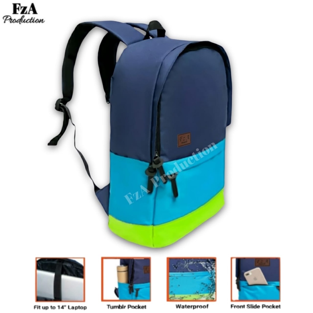 Tas Ransel Gendong Laptop Distro Sekolah Kuliah Pria Wanita Black Murah Original FzA BUY 1 GET 2