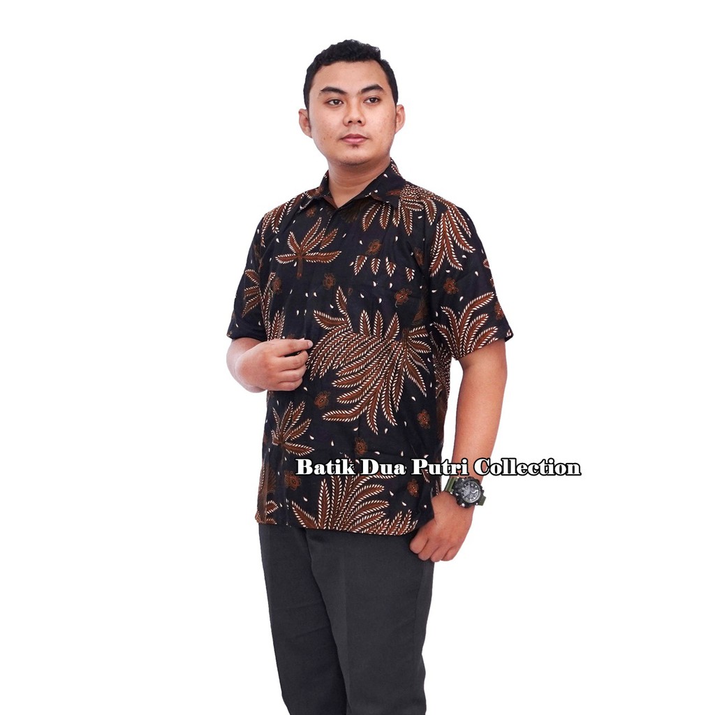 Blouse Batik Atasan Wanita Kemeja Batik Pria Manggar Hitam