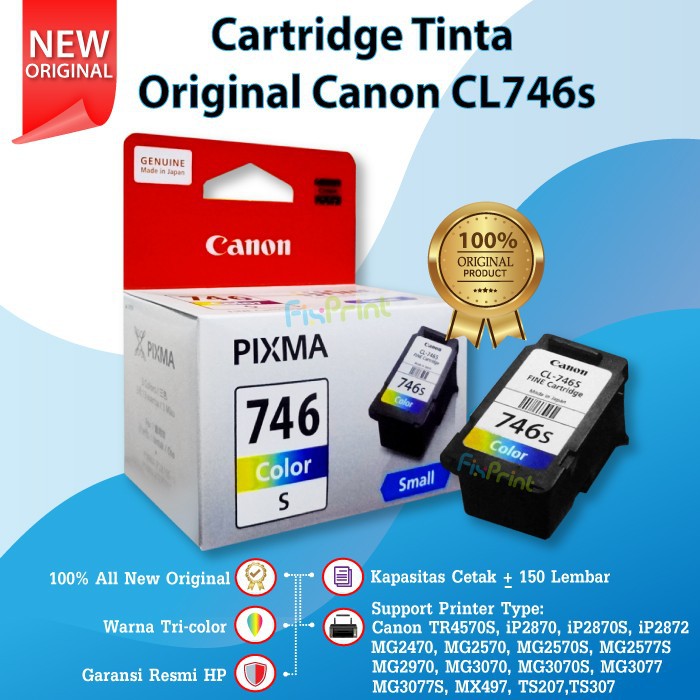 Cartridge Tinta Canon CL 746s Color Original Loosepack Catridge CL746 Small CL746s 746small 746 s