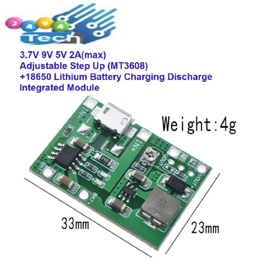 Modul Charger 3.7V to 5V 9V Lithium Baterai &amp; Booster