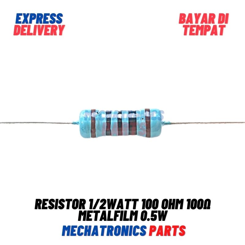 5 Buah Resistor 1/2Watt 100 Ohm 100Ω Metalfilm 0.5W