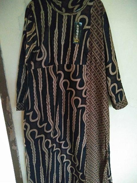Batik Gamis Dwi Genes Seragam Kondangan Etnic Kombinasi Coklat Ramadhan Exclusive