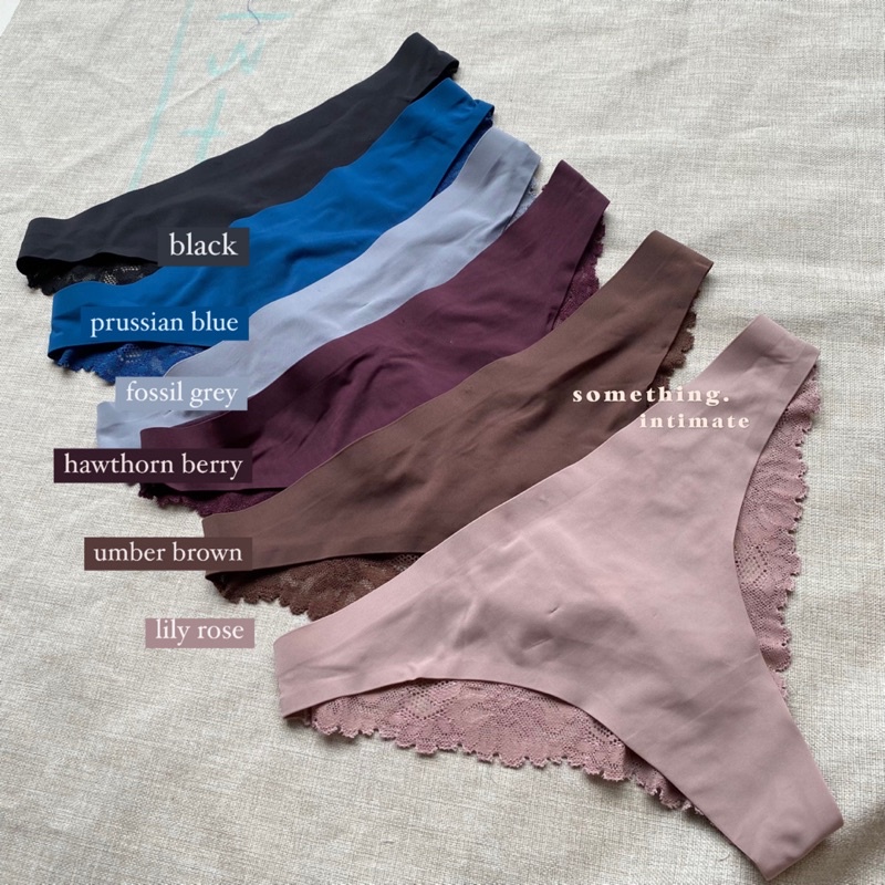 H&M Cheeky Brazilian Lace Panty Seamless Brief CD Nude Black Panties Celana Dalam Semi Thong Gstring