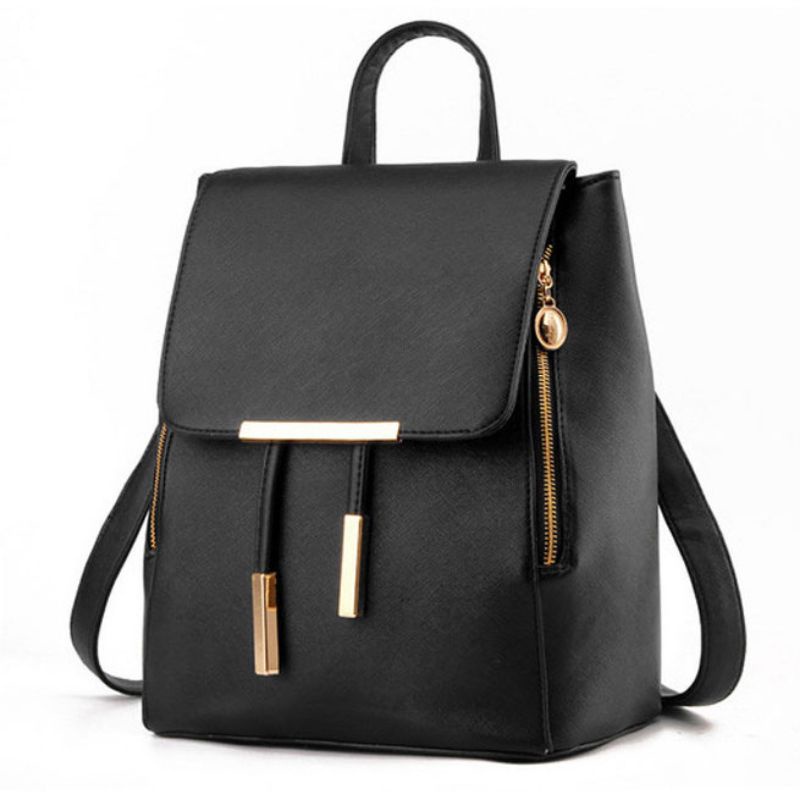 Tas Kulit Ransel Wanita Japan Style - Black