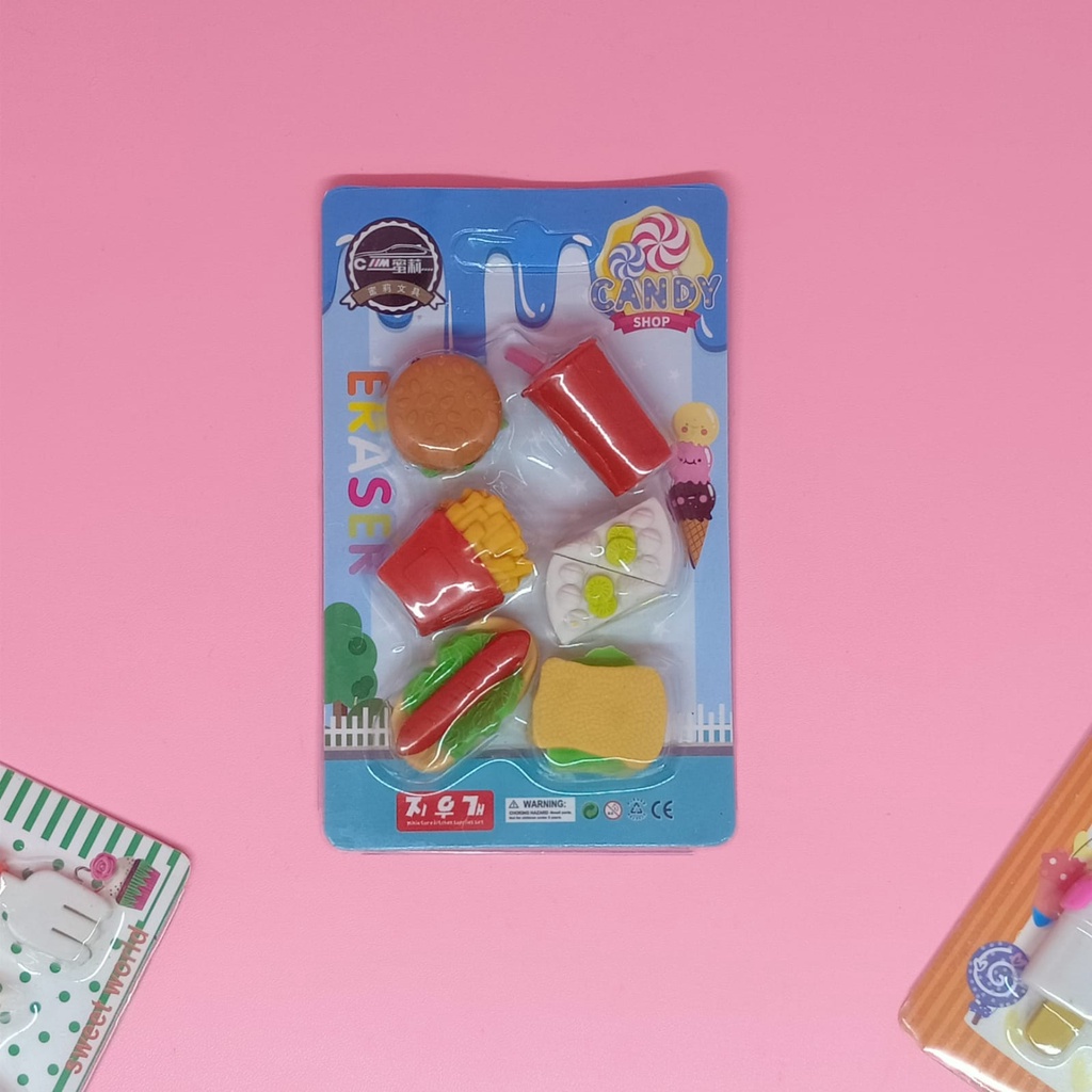 

eraser set - penghapus makanan set lucu alat tulis anak