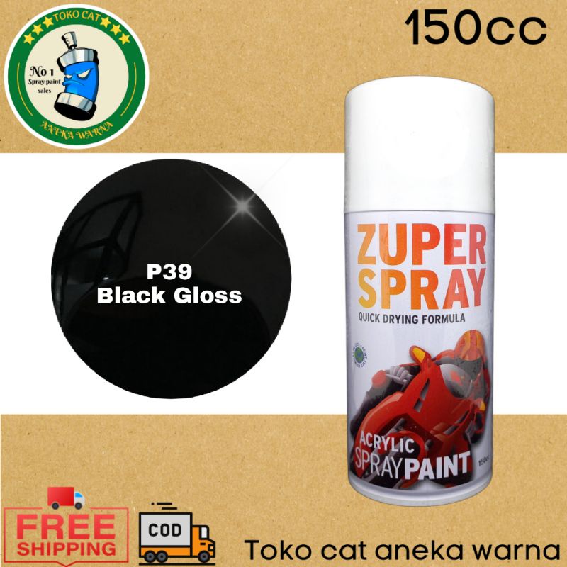 cat semprot 150cc black hitam gloss mengkilap zuper spray produk dari rj london spray paint pilox pilok