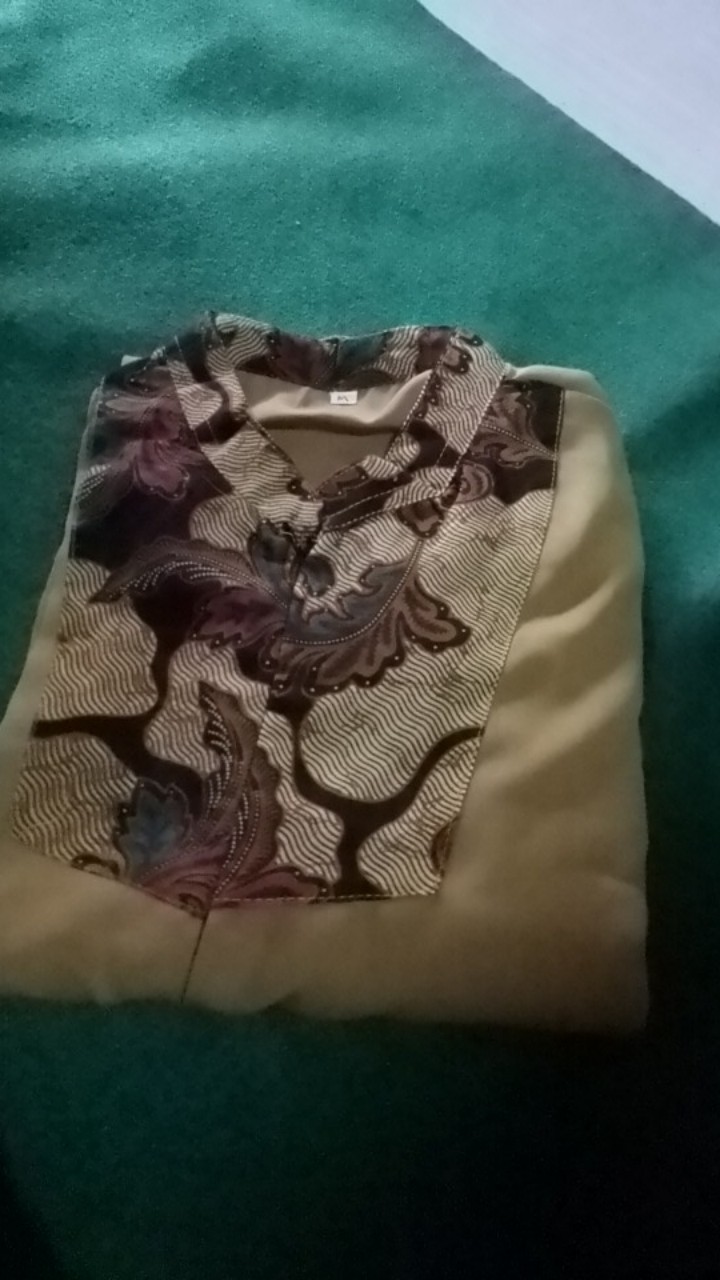 Gamis Kombinasi Batik Terbaru Modern M, L, Xl Mix Wollycrepe