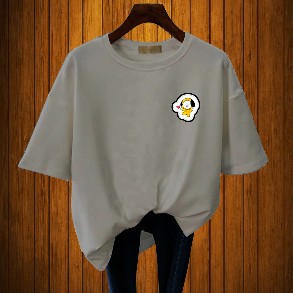 CALVIERO SHOP - BAJU KAOS ATASAN WANITA PRINT BTS SHIMMY CASUAL