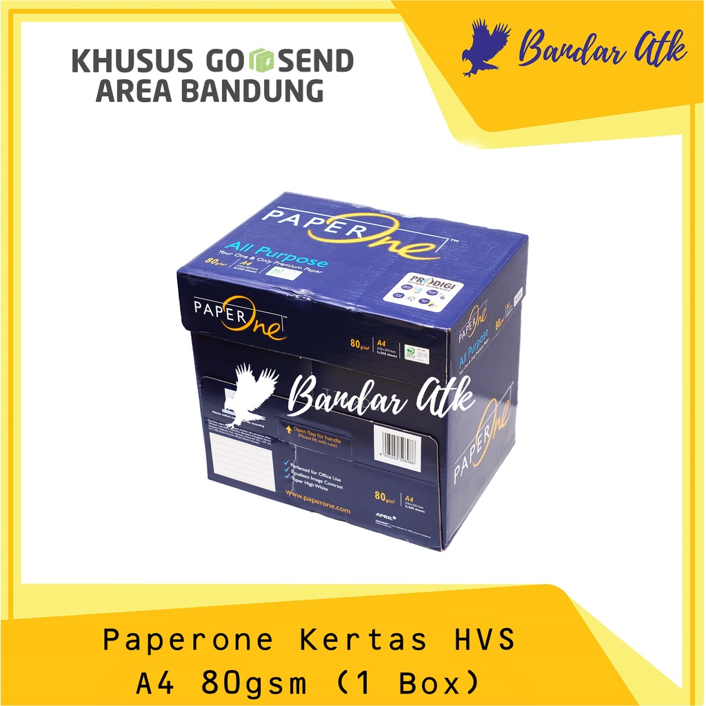 

KHUSUS GOSEND!!! PaperOne Kertas HVS Fotocopy A4 80 gsm [1 BOX 5 RIM]