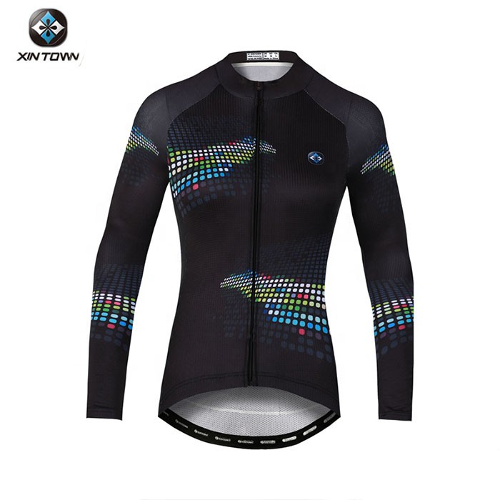 Baju Jersey Sepeda Lengan Panjang Wanita / XINTOWN COLORFUL DOTS