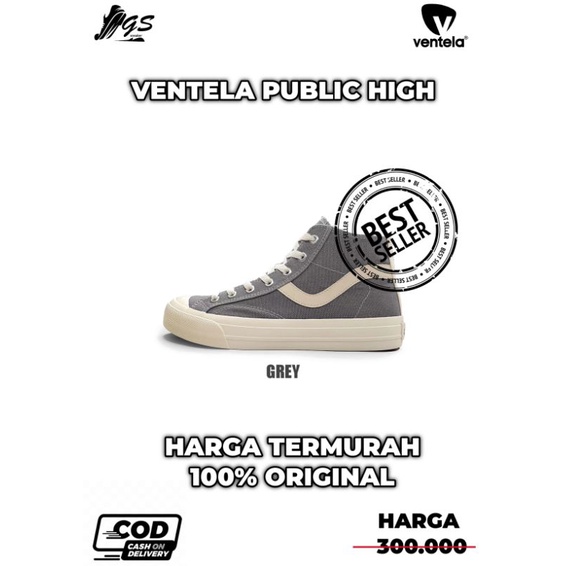Ventela Public High Grey Original 100% Sepatu Ventela Sepatu milenial