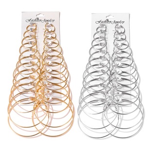 9 Pcs / set Anting Mutiara Imitasi Bentuk Geometris Bahan alloy Gaya retro Eropa Amerika