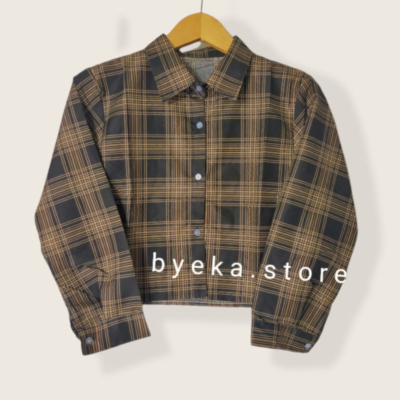 Emma top tartan / kemeja crop Tartan / kemeja kotak crop-D