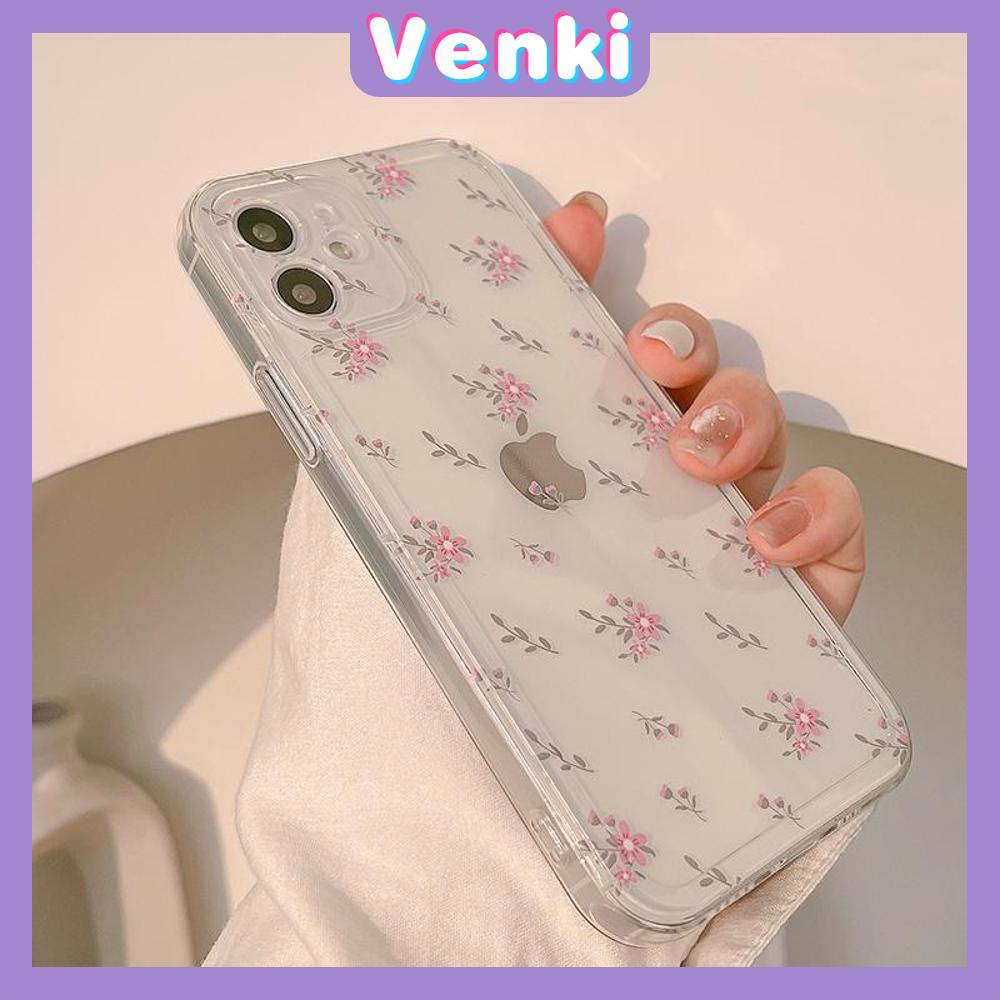 iPhone Case Silicone Soft Case Clear Case High Quality TPU Thickening Camera Full Coverage Protection Shockproof Case Pink Floral Flower Simple Style For iPhone 13 Pro Max iPhone 12 Pro Max iPhone 11 Pro Max iPhone 7 Plus iPhone XR XS MAX 11 Max 7 Pro