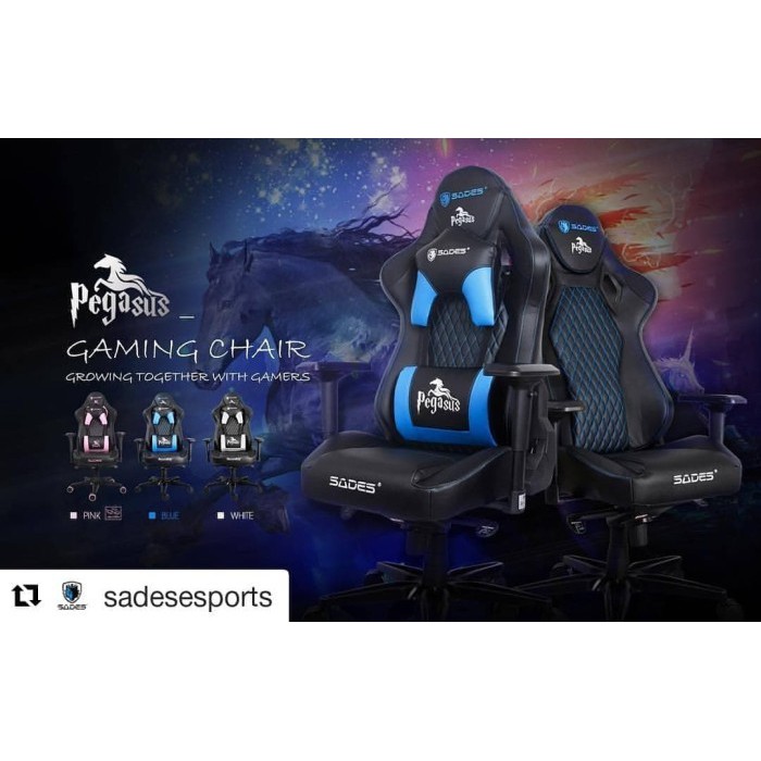 GAMING CHAIR GAMING SADES PEGASUS PREMIUM 4D LEATHER PU - BANGKU KURSI KANTOR GAMING UNICORN