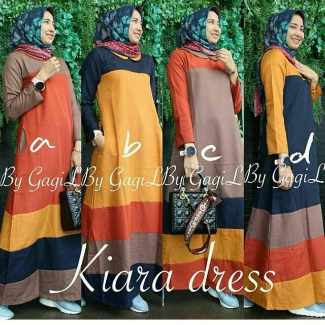 HF Promo Baju Gamis Kiara    Dress Kombinasi Warna   Dress Fashion Gamis Muslim By Gagil Limited