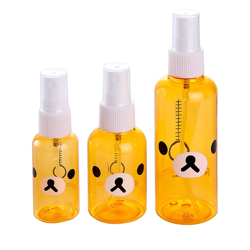 Botol Semprot Lotion Parfum 30 / 50 / 100ml Motif Kartun Hewan Beruang Warna Kuning Transparan