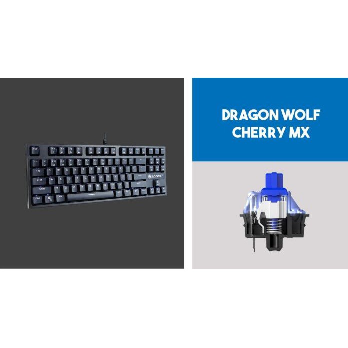 Keyboard Gaming sades Wired usb gold Mechanical TKL 87 keys cherry mx backlight Dragon wolf dragonwolf