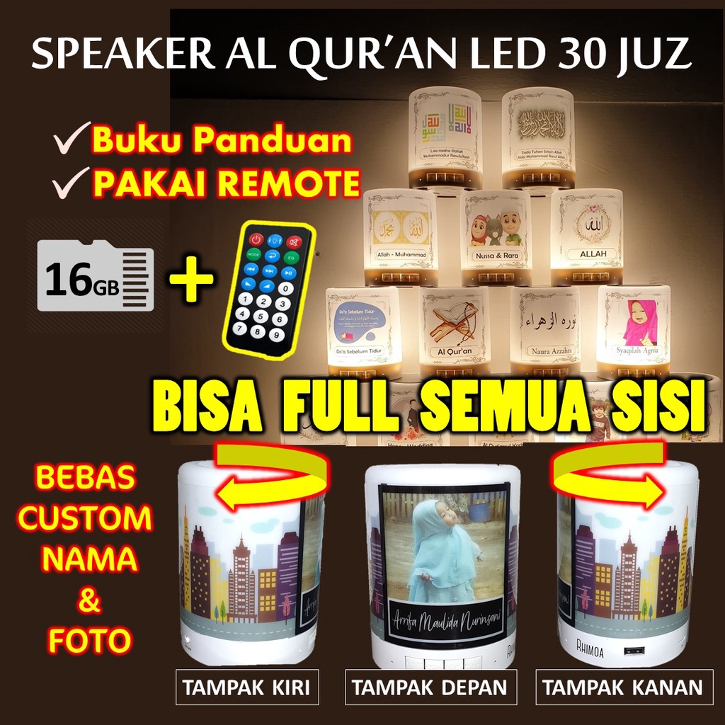 Speaker Murottal Al Quran LED 30 JUZ 16 GB/ Speker Murotal Alquran Lampu Tidur LED