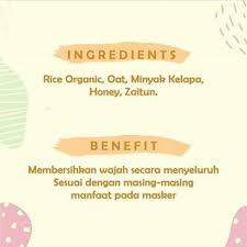 MASKER YOURA ORGANIK OAT Premium 100% organik alami