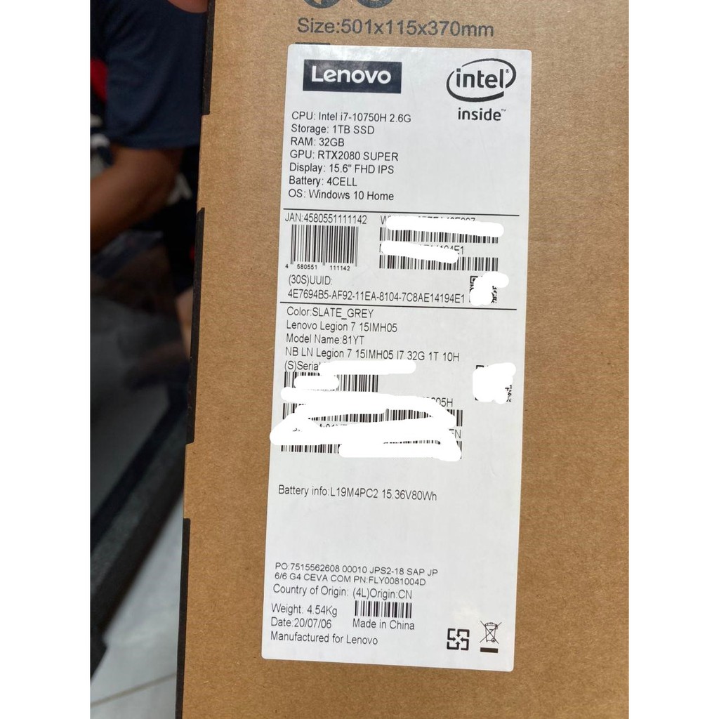 Lenovo Legion 7 i7-10750H 32GB 1TB RTX 2080 Super Max-Q 8GB