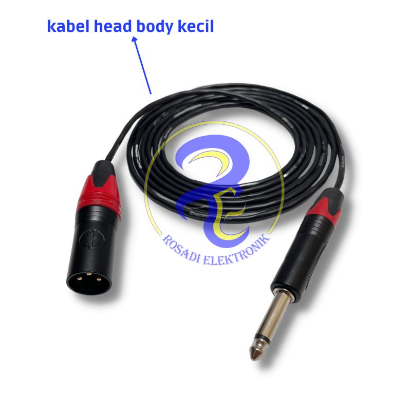 kabel mic jack canon xlr male hitam to akai mono hitam | kabel head body kecil