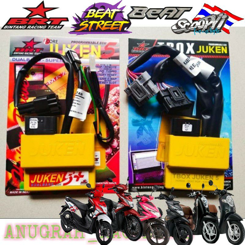 ECU JUKEN 5+ DUALBAND RACING TURBO & TBOX BRT BEAT POP BEAT ESP SCOOPY ESP BEAT STREET VARIO 110 FI 