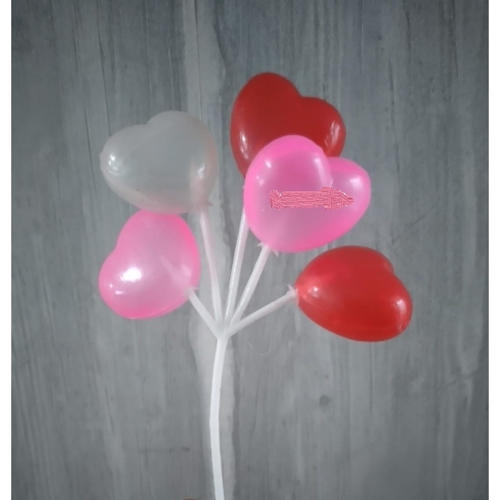 Balon tusuk hati topper kue tart love valentine