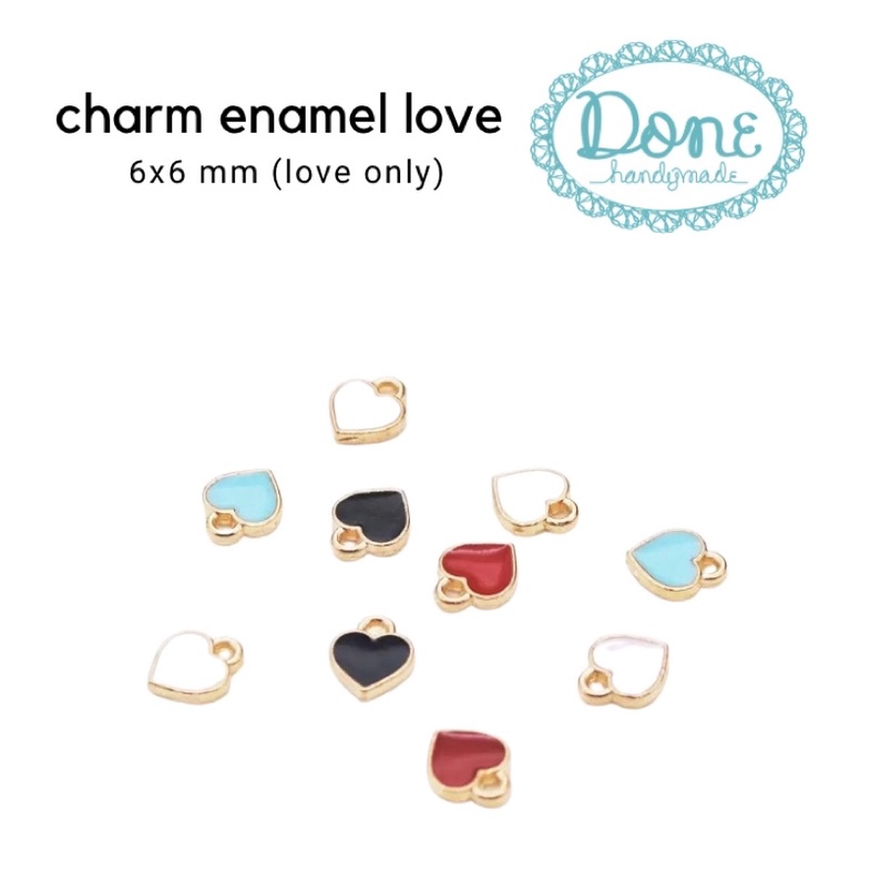 Heart charm love enamel charm aksesoris perhiasan