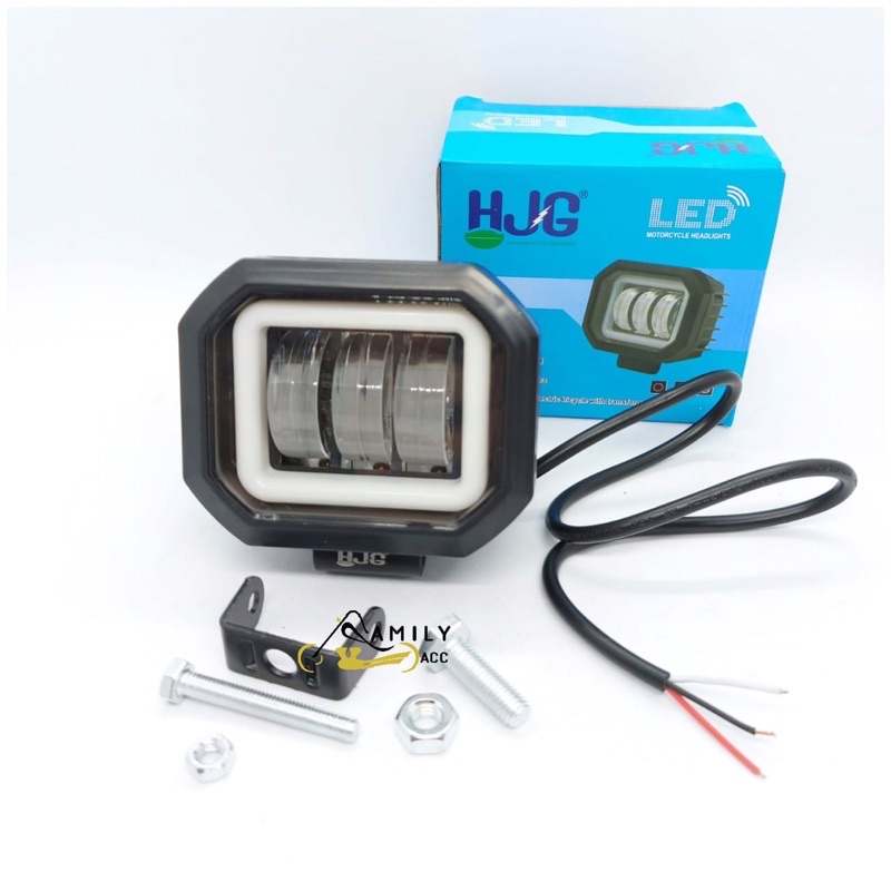Lampu Tembak Sorot K30 3 Mata LED 60/80 Watt Daymaker Kotak + Angel Eye Motor dan Mobil Universal