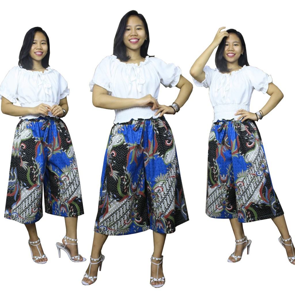 Letieca Celana Kulot Pendek Batik 7per8 Wanita Jumbo Short Pant Hotpant ALL SIZE FIT TO XXXL