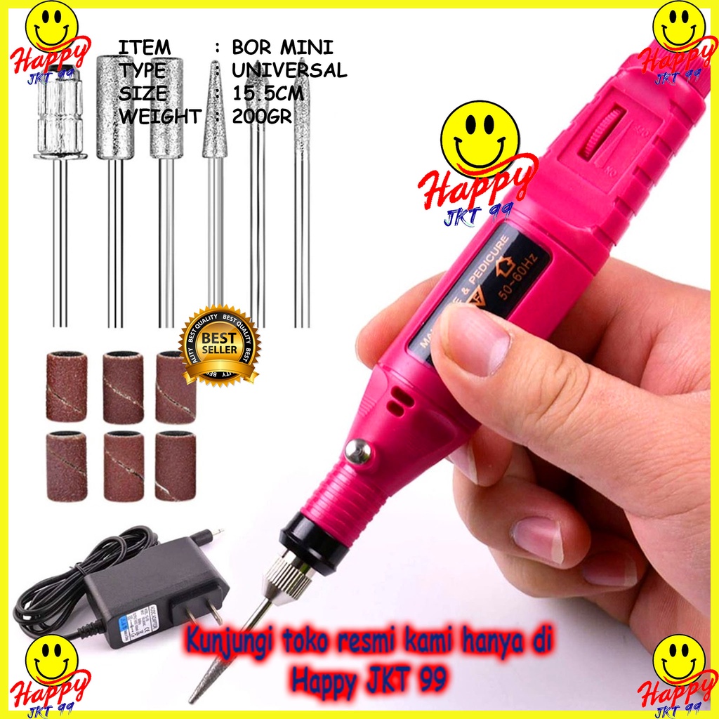 [ HAPPY JKT 99 ] BOR MINI ALAT UKIR GRAFIR GERINDA LISTRIK MINI PEN UKIR PEDICURE MANICURE MACHINE SET NAIL DRILL
