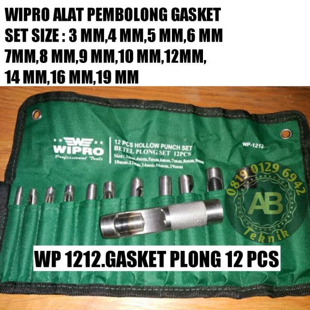 

Alat Pembolong Gasket Kulit Plong Set - WIPRO Hollow Punch Set 12 Pcs