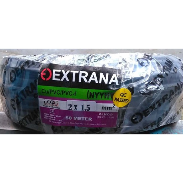 Kabel Listrik NYYHY 2x1,5mm 50M EXTRANA | EXTRANA Kabel Serabut | SNI