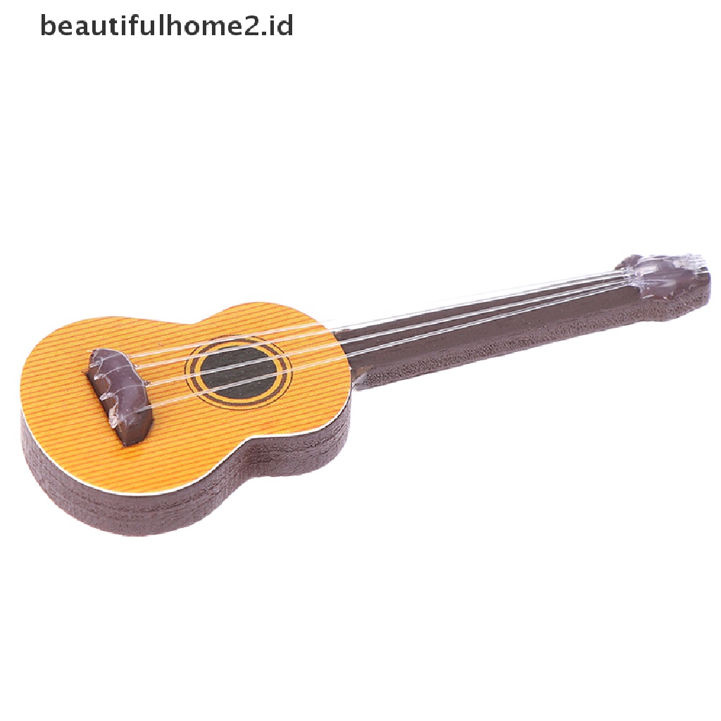 (beautifulhome2.id) Miniatur Gitar Skala 1: 12 Untuk Aksesoris Rumah Boneka