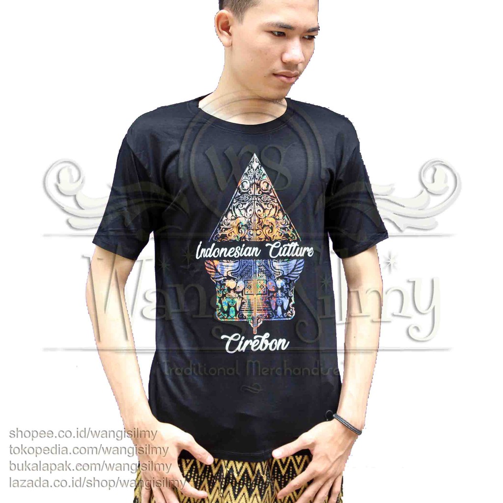 Kaos Batik Gunungan Wayang Cirebon, Kaos Cirebon, Kaos Oleh2 Cirebon