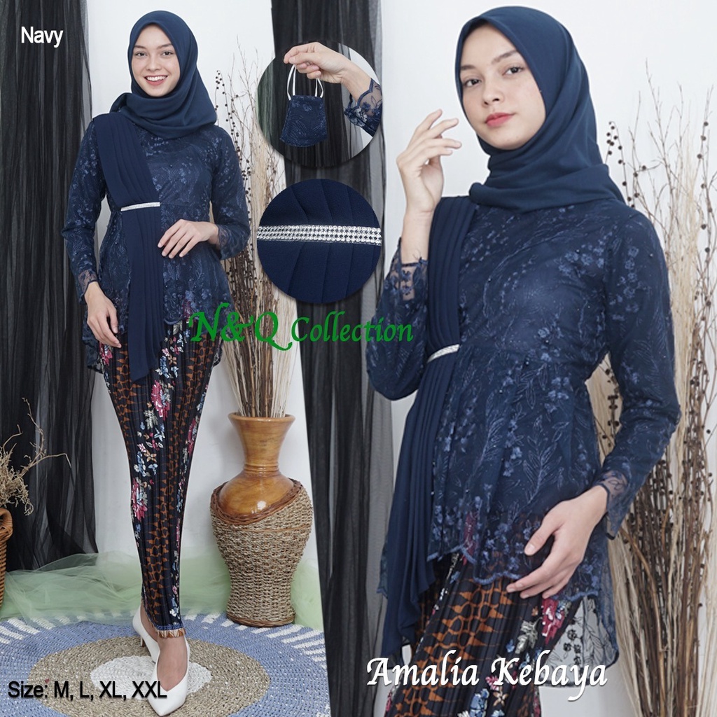 Kebaya Setelan Aurora Selendang Tulle / Kebaya Modern Selendang Tille Mocca Dan Warna Lainnya