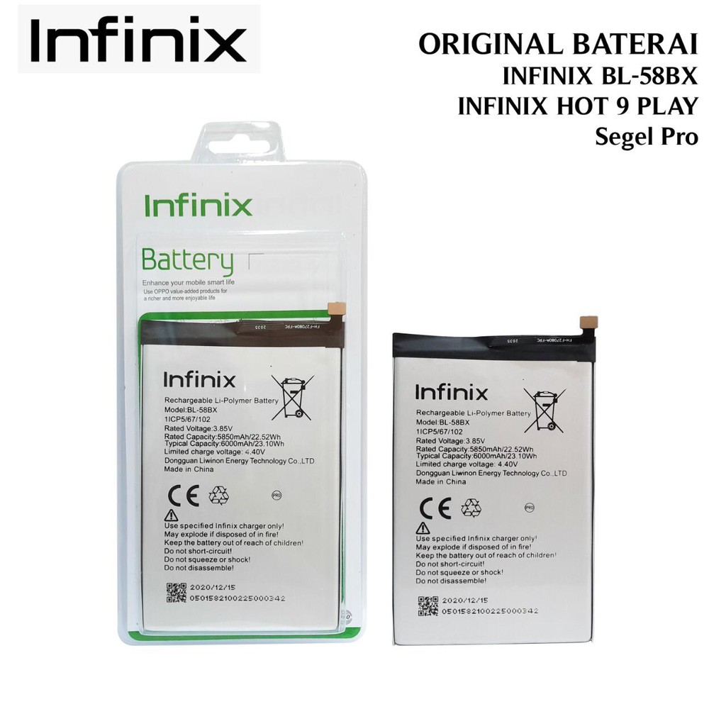 Batre Infinix Hot 9 Play Baterai Infinix X680 BL58BX 3.85V Battery ORIGINAL Hot 9 Play