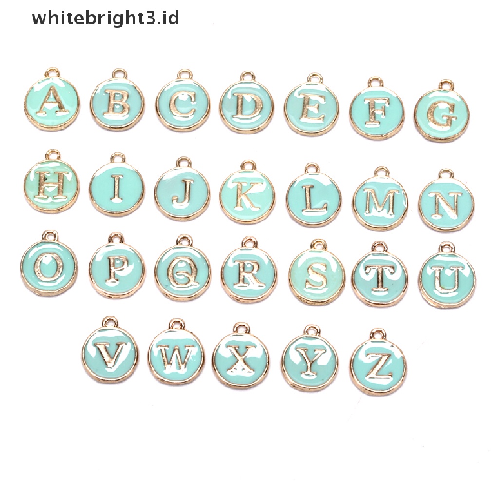 {whitebright3.id} 26Pcs Letter Alphabet Charms Initial Letter Bracelet Jewelry DIY Craft Making ,