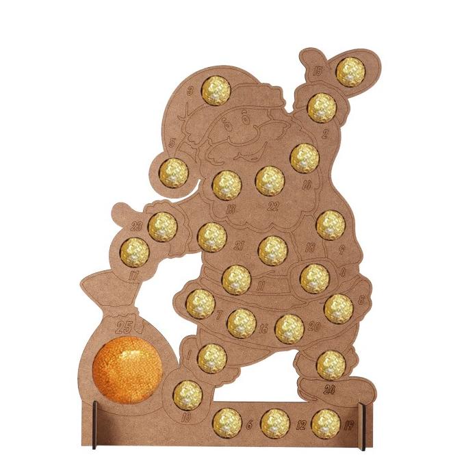 

25 HOLES WOODEN CHRISTMAS ADVENT CALENDAR CHOCOLATES BOX XMAS GIFT DGFXG6563