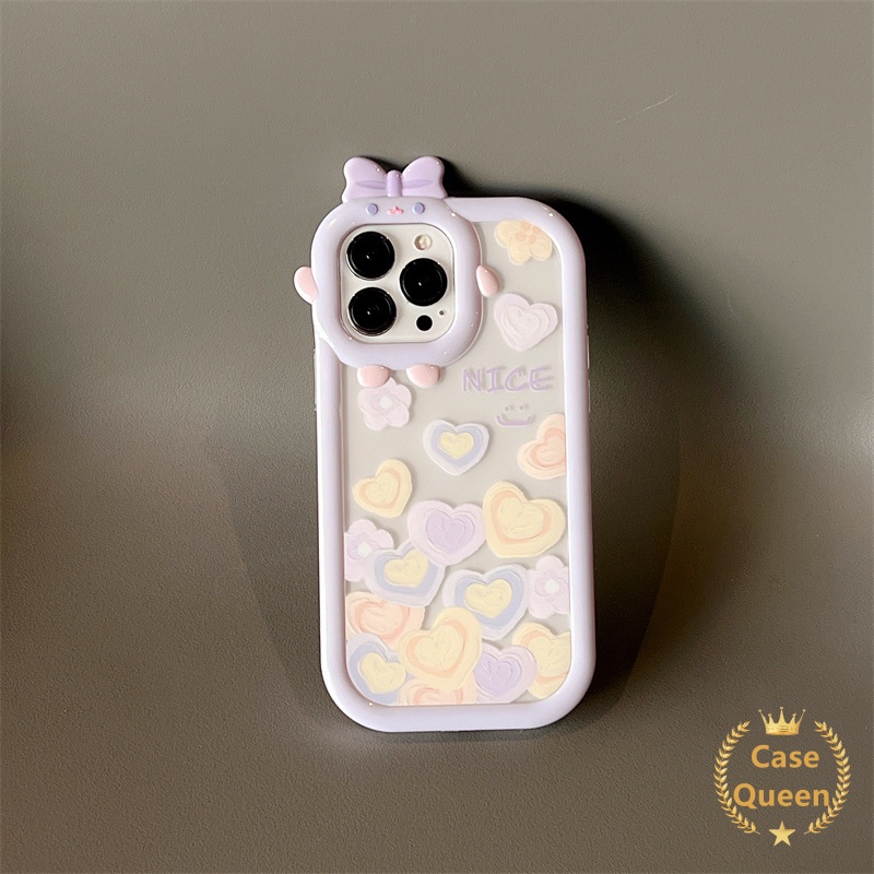 Case Cinta Hati OPPO A17 A15 A7 A5S A12 A3S A12E A53 A74 A95 A16K A16E A52 A92 A96 A76 Reno 5 5F 4F A57 A16 A55 A5 A54 A9 A31 A15s A16s Lovely Bow-knot Monster Kecil Lucu Smiley
