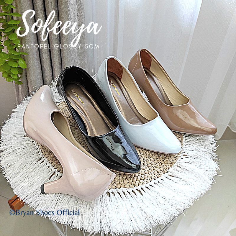 Bryan Sofeeya Pantofel Heels 5cm Glossy Polos Formal Kantor Bigsize Oversize Jumbo 36-40 41 42 43